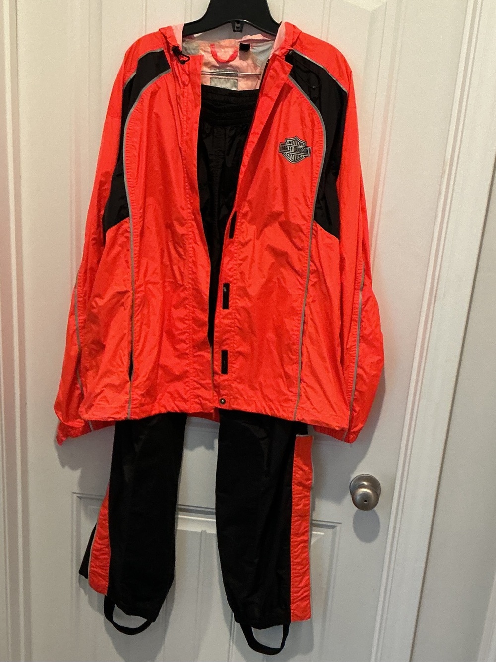 Harley-Davidson Bright Orange and Black Two-Piece Rain Suit - Picture 2 of 16
